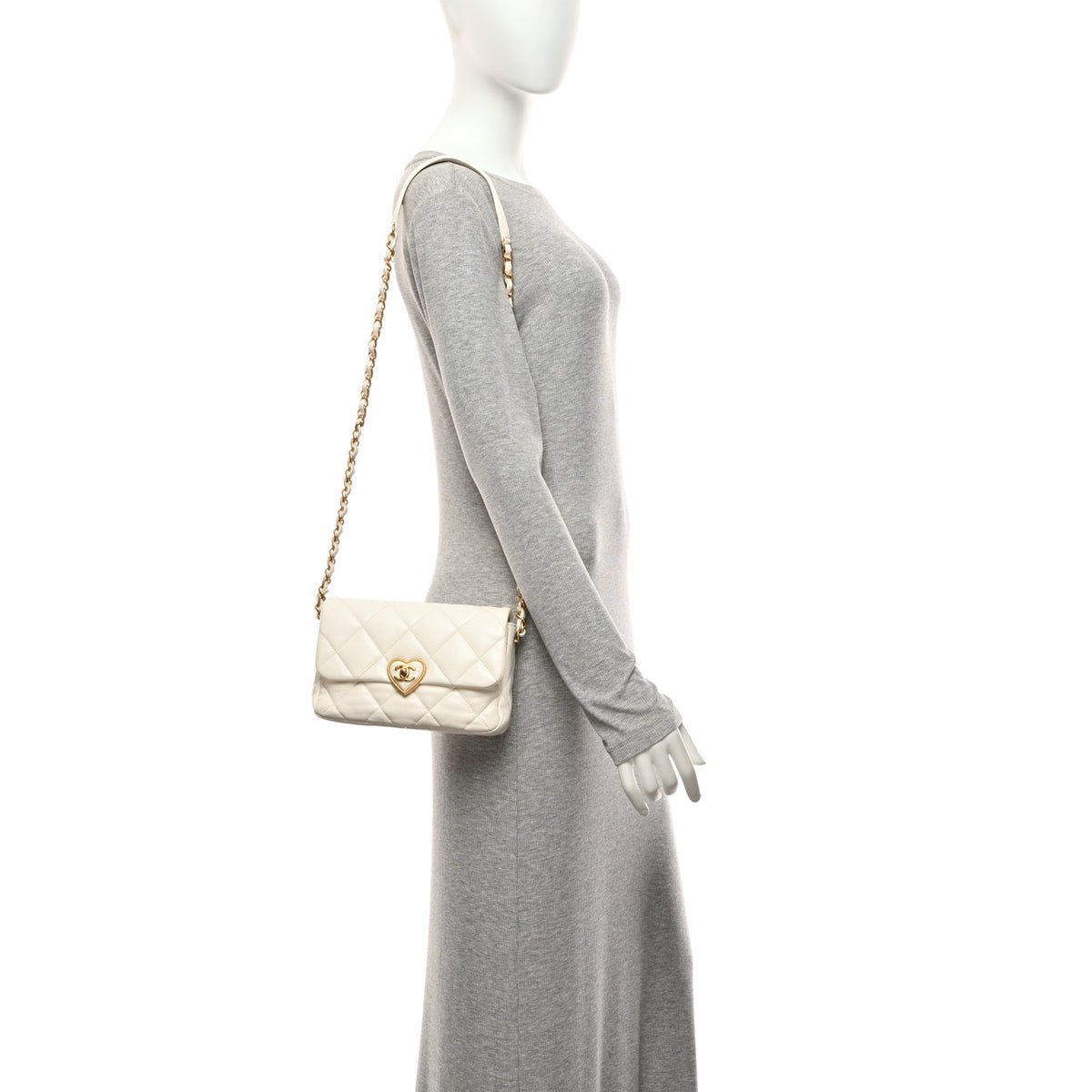 Chanel Lambskin Plexiglass Quilted Coco Love Flap White 2 of 10