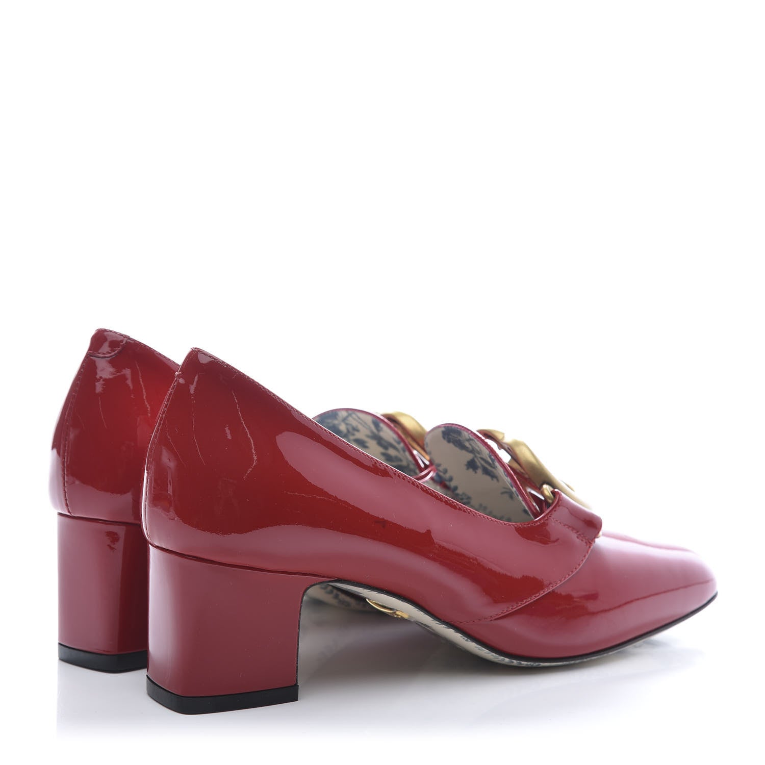 Gucci Vernice GG Victoire 55mm Loafer Pumps 35.5 Hibiscus Red 4 of 8