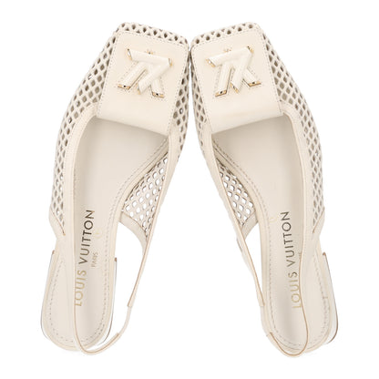Louis Vuitton Calfskin Perforated Shake Slingback Pumps 36.5 Creme Beige 2 of 10