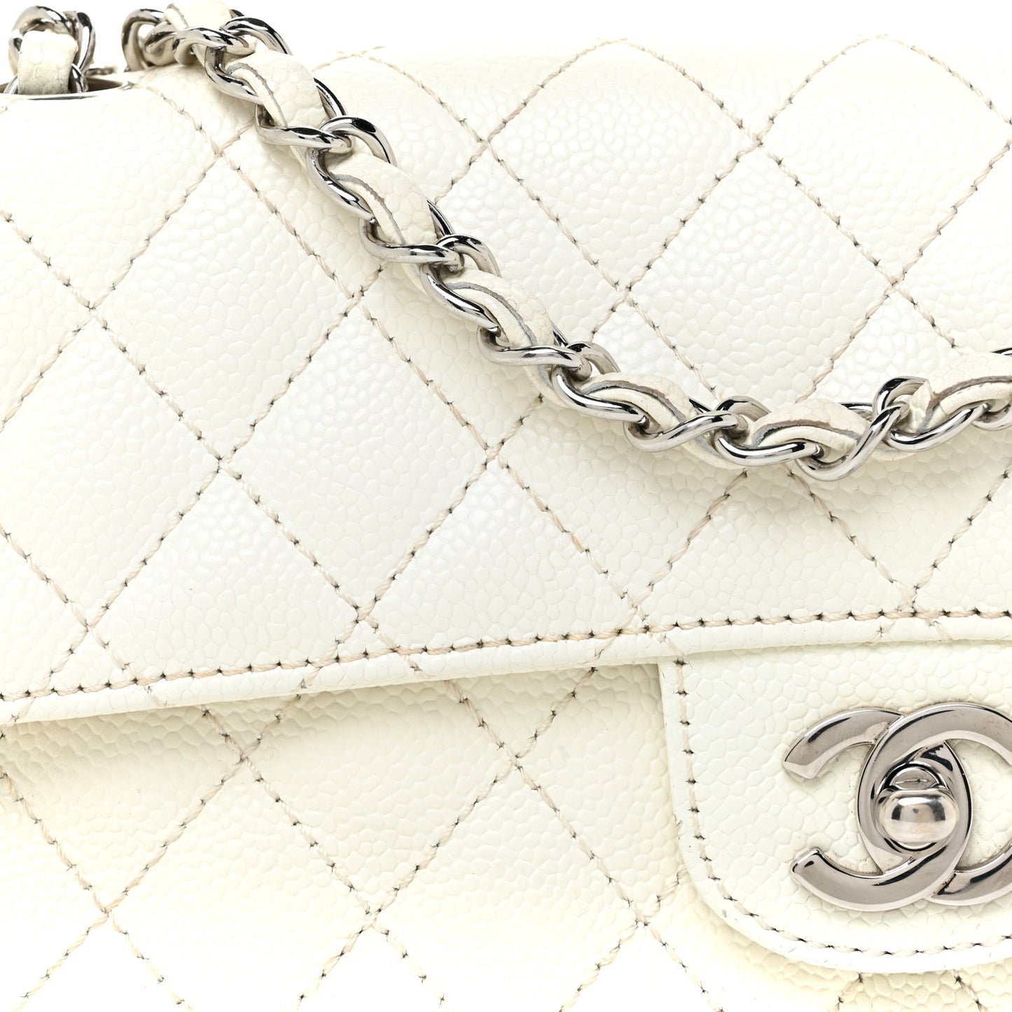 Caviar Quilted East West Flap White