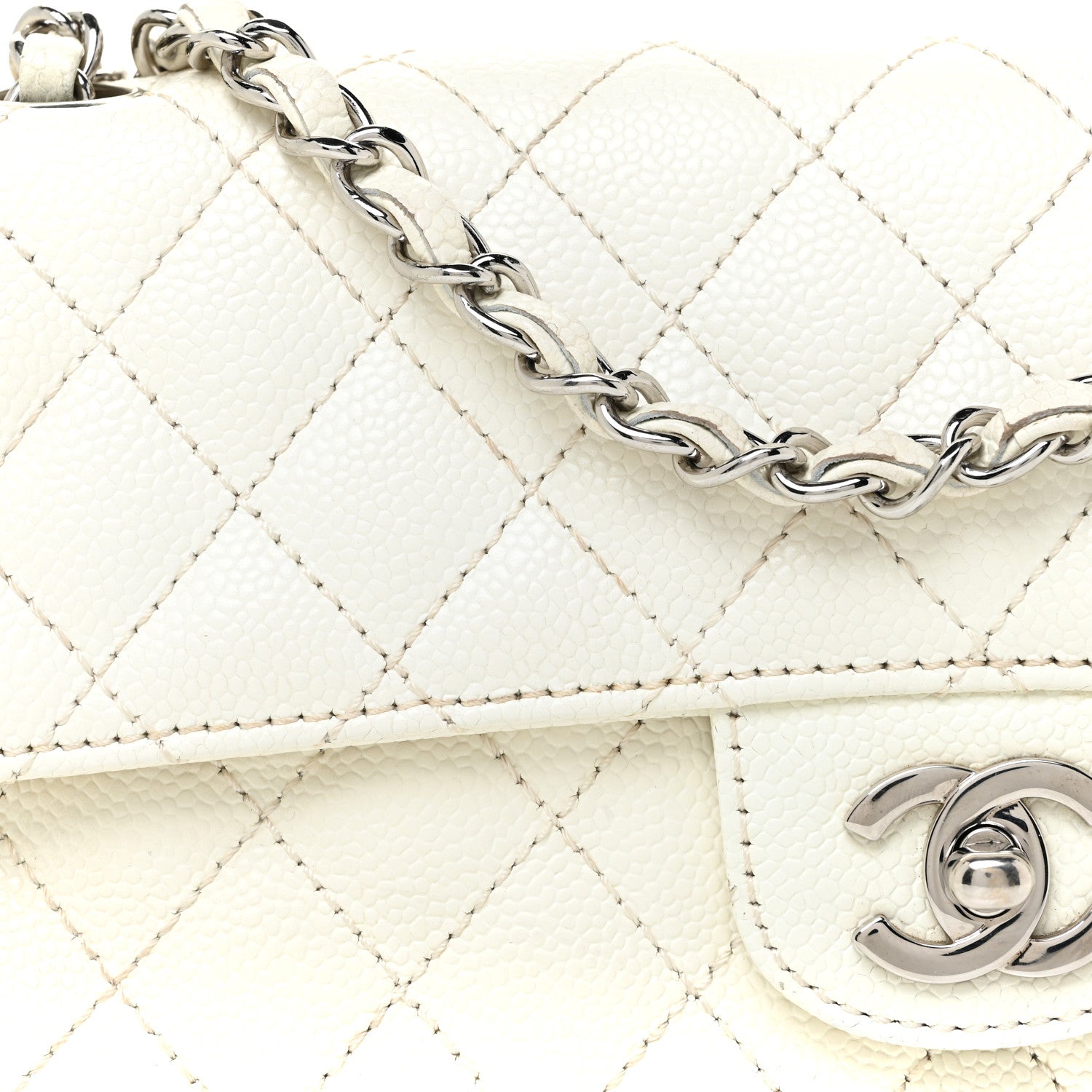 Chanel Caviar Quilted East West Flap White 8 of 19
