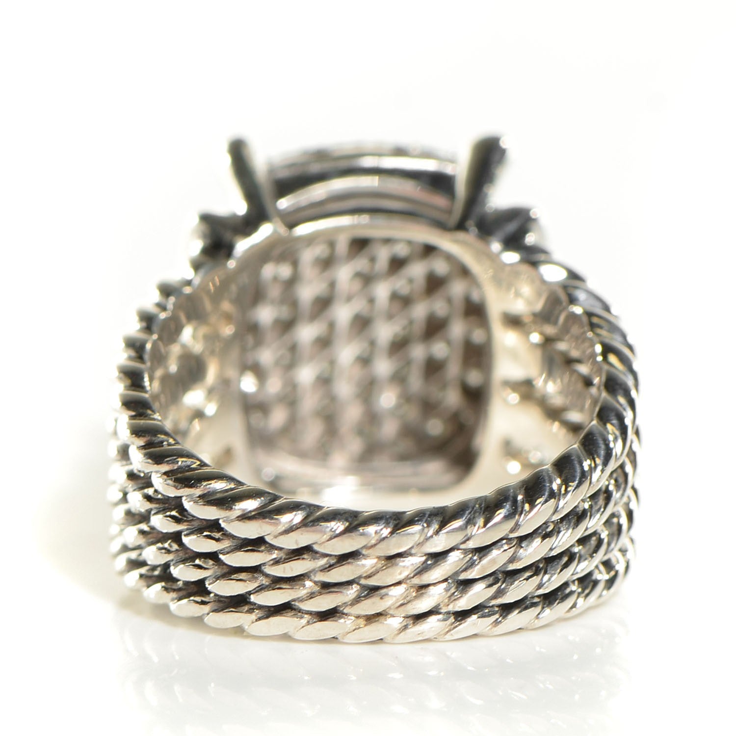 David Yurman Sterling Silver Diamond 16mm Wheaton Ring 54 7 3 of 5