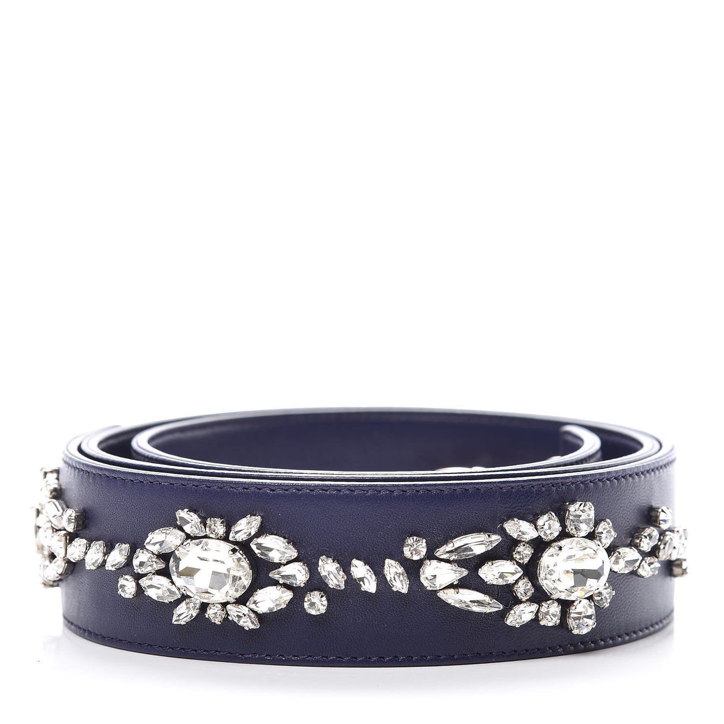 Lambskin Crystal Studded Shoulder Strap Blue