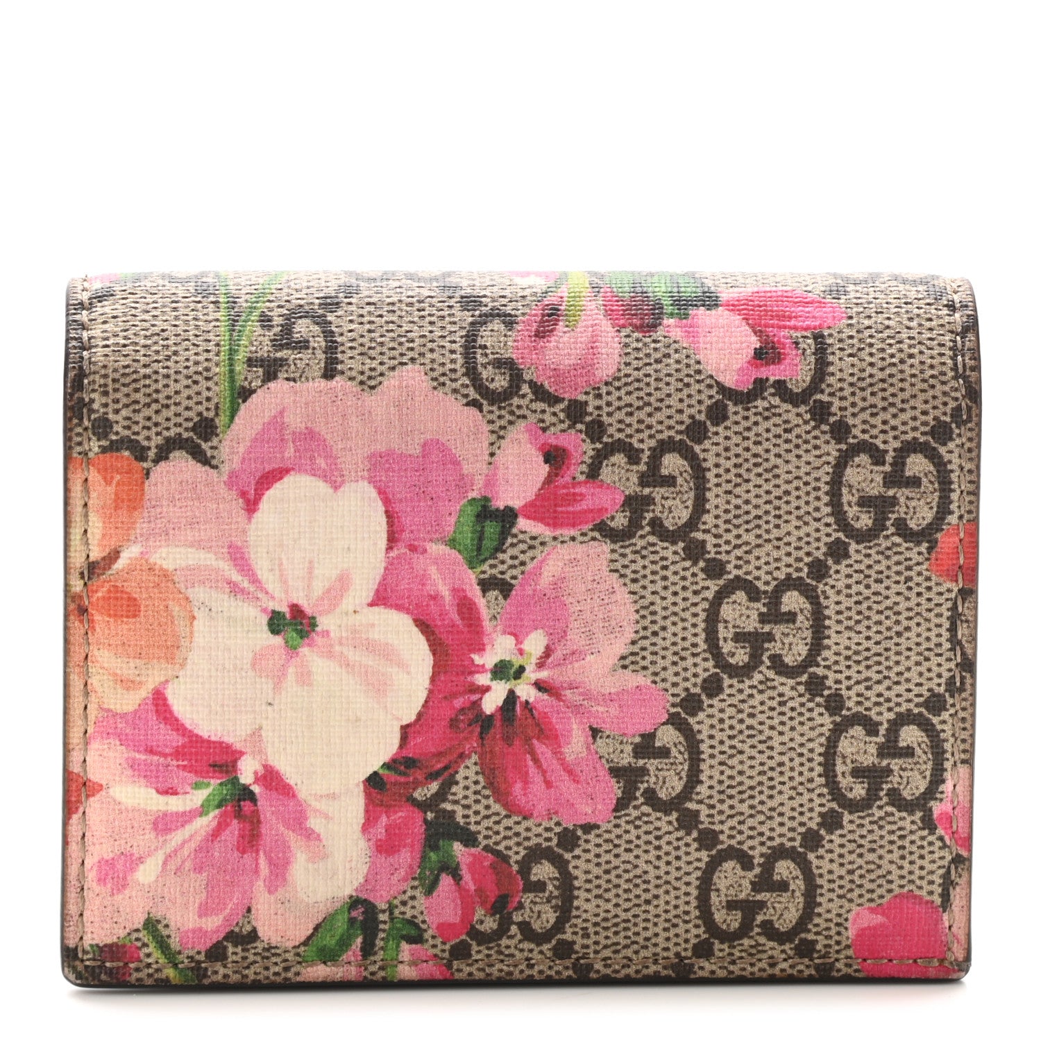 Gucci GG Supreme Monogram Blooms Card Case Wallet Beige Multicolor Dry Rose 1 of 18