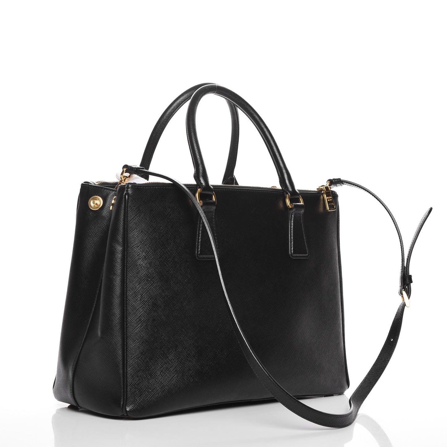 Saffiano Medium Galleria Double Zip Tote Black