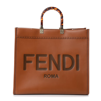 Fendi Vitello King Plexiglass Large Fendi Sunshine Shopper Tote Cuoio 1 of 9