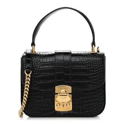 Miu Miu Crocodile Print Calfskin Top Handle Bag Black 1 of 9