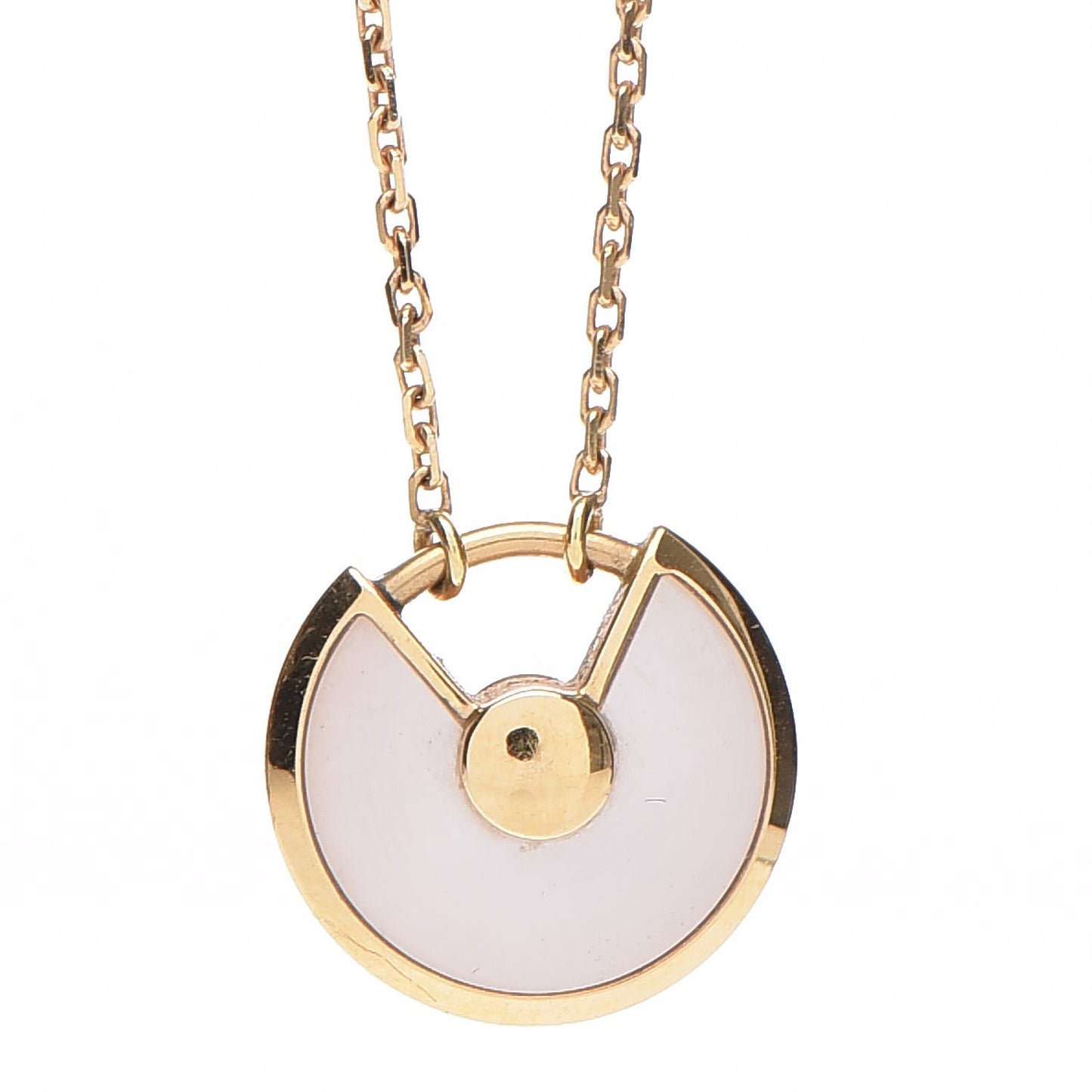 18K Yellow Gold Diamond Mother of Pearl XS Amulette de Cartier Pendant Necklace