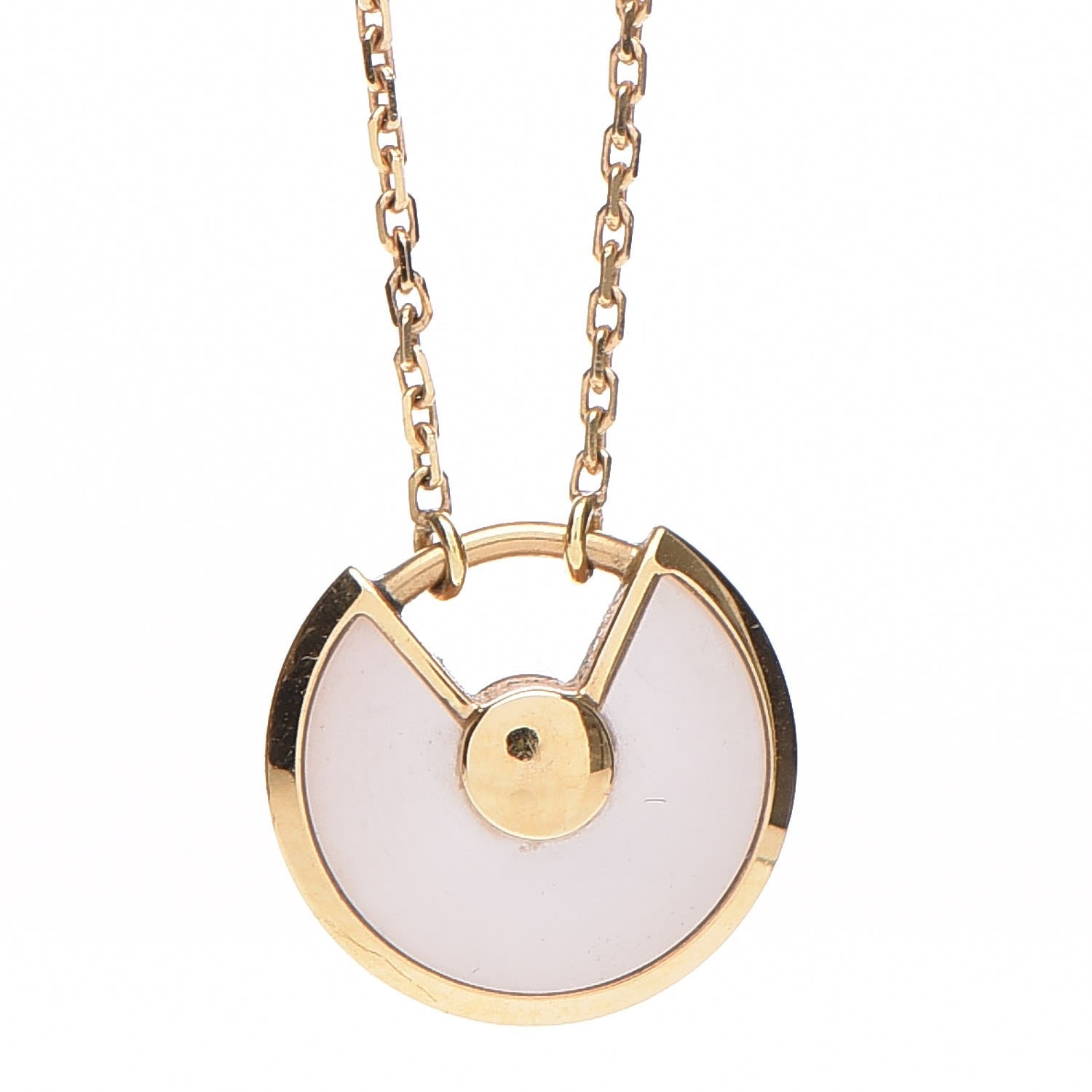 Cartier 18K Yellow Gold Diamond Mother of Pearl XS Amulette de Cartier Pendant Necklace 6 of 7