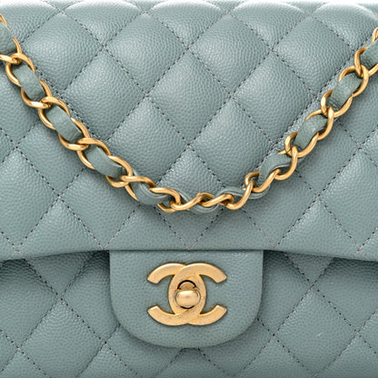 Chanel Iridescent Caviar Quilted Medium Double Flap Light Blue 8 of 10