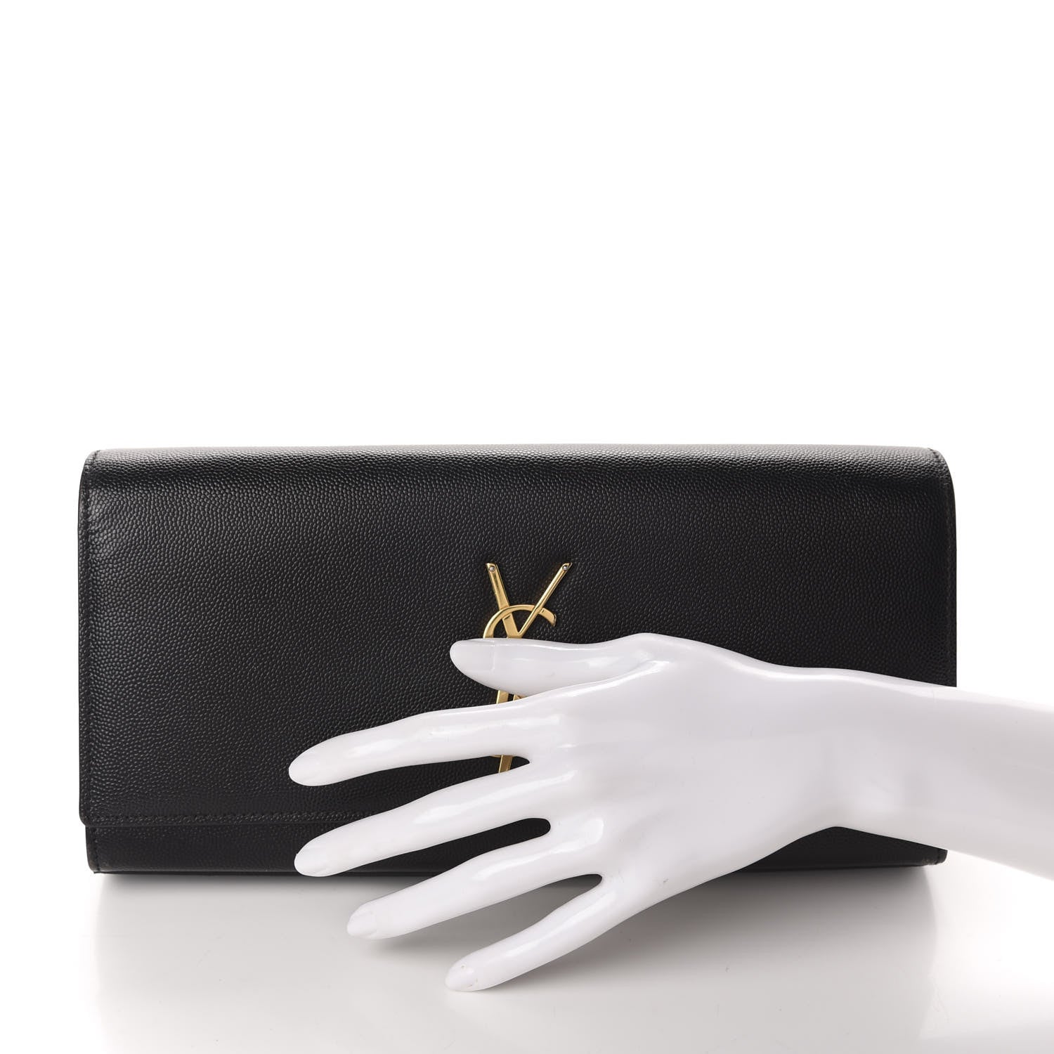 Saint Laurent Grain De Poudre Monogram Cassandre Clutch Black 2 of 10