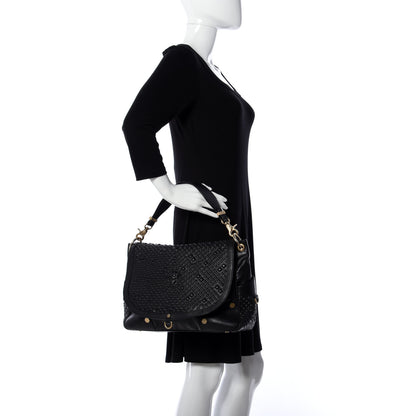 Versace Calfskin Embossed Medusa Flap Hobo Black 2 of 8