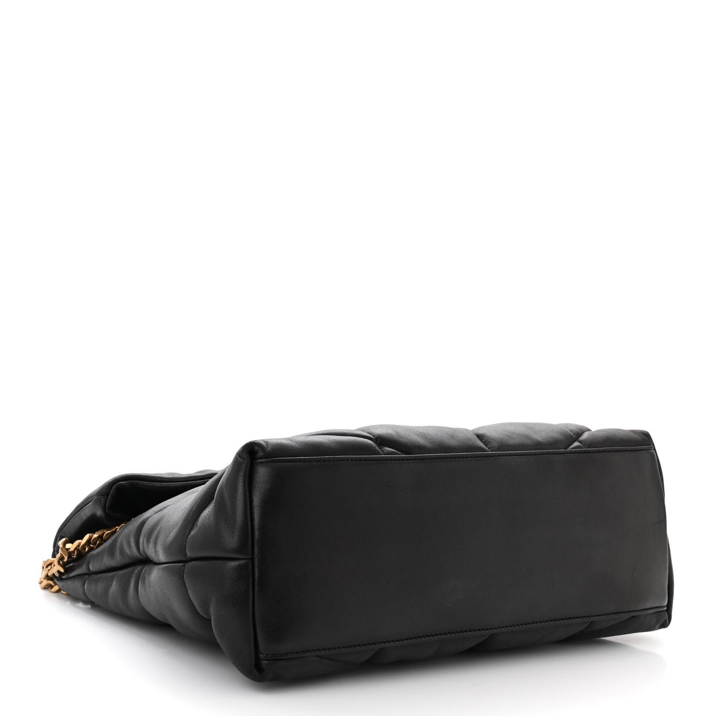 Lambskin Quilted Medium Loulou Puffer Monogram Chain Satchel Black
