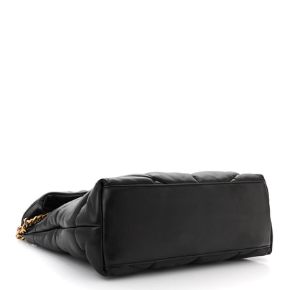 Saint Laurent Lambskin Quilted Medium Loulou Puffer Monogram Chain Satchel Black 4 of 10