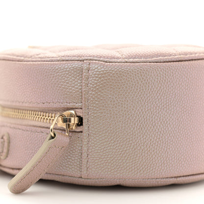 Chanel Iridescent Caviar Resin Quilted Round Clutch With Chain Beige 9 of 11