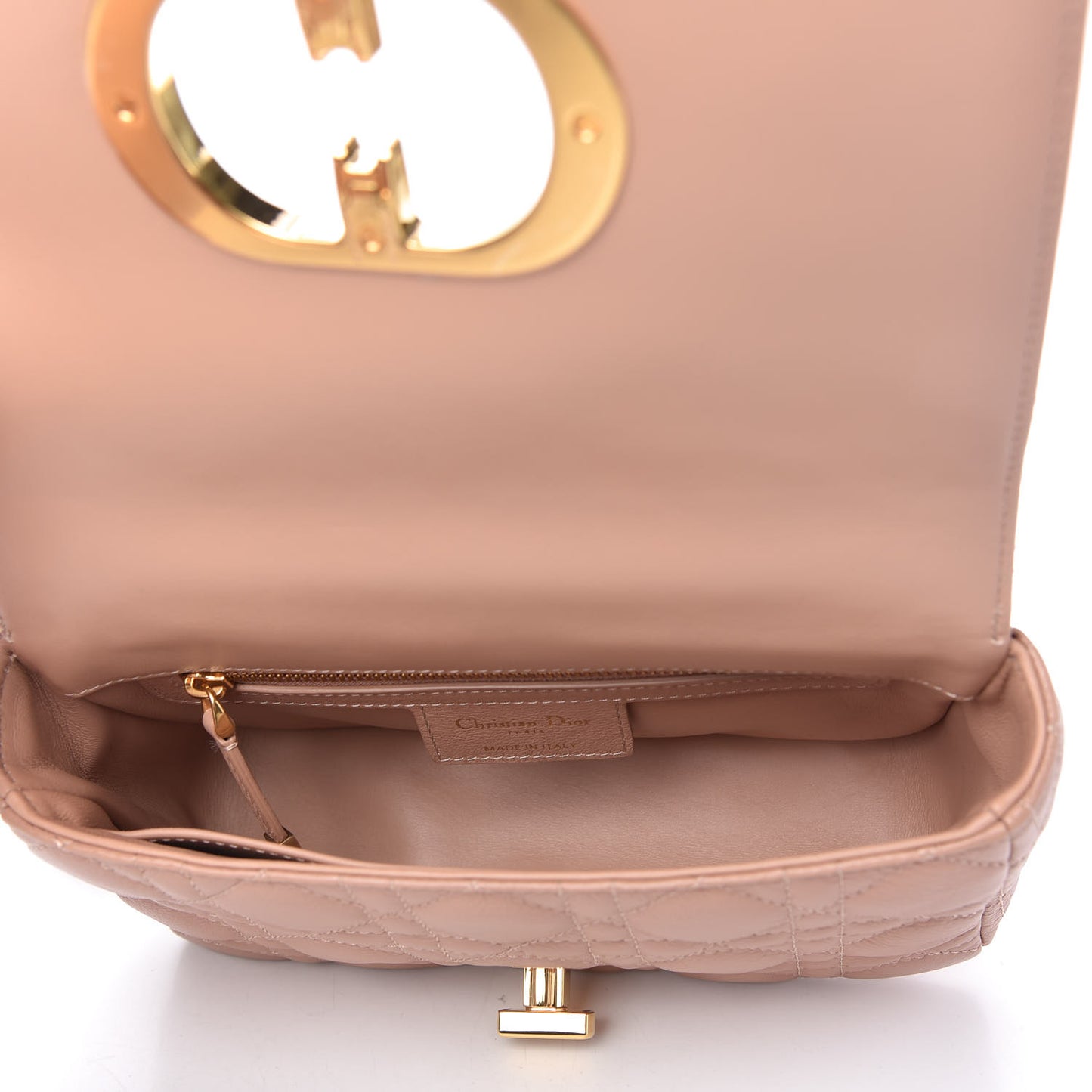 Calfskin Cannage Small Caro Bag Rose De Vents
