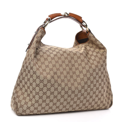 Gucci Monogram Large Horsebit Chain Hobo Brown 3 of 12