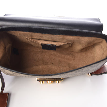 Gucci GG Supreme Monogram Web Medium Padlock Messenger Shoulder Bag Black 5 of 10