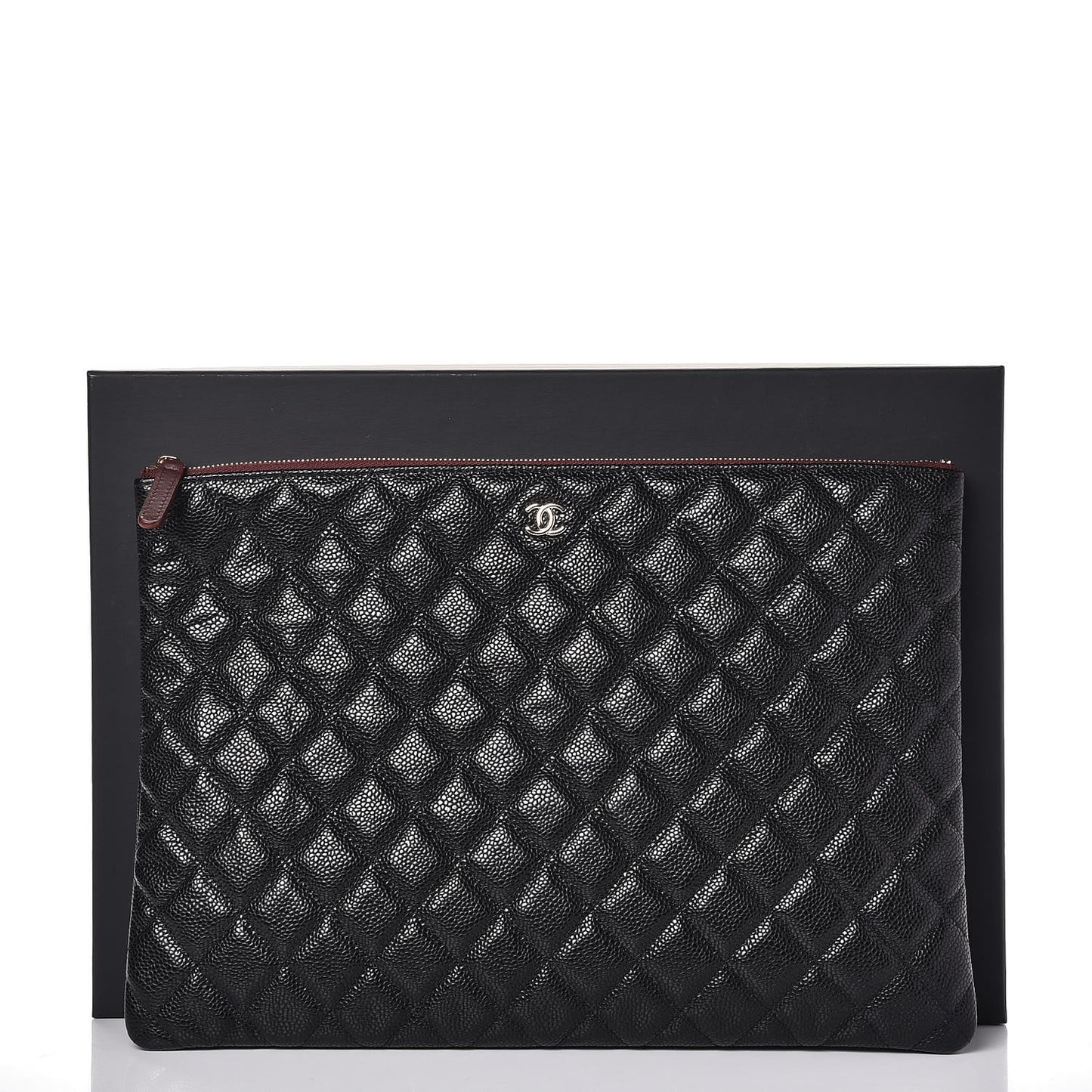 Caviar Quilted Large Cosmetic Case Black