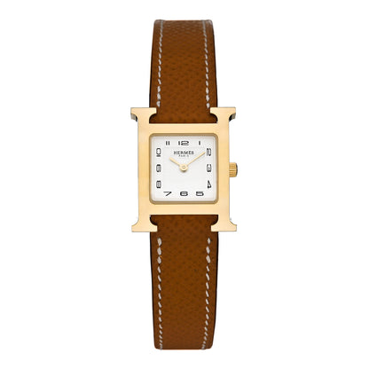 Hermes Stainless Steel Epsom 21mm Heure H Hour Quartz Watch Gold 1 of 5
