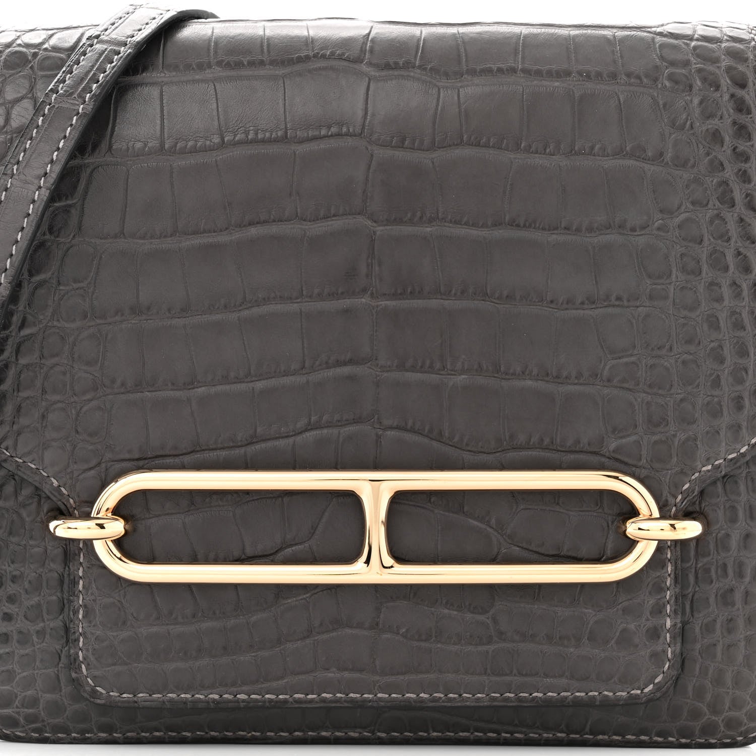 Hermes Matte Alligator Mini Sac Roulis Graphite 8 of 14