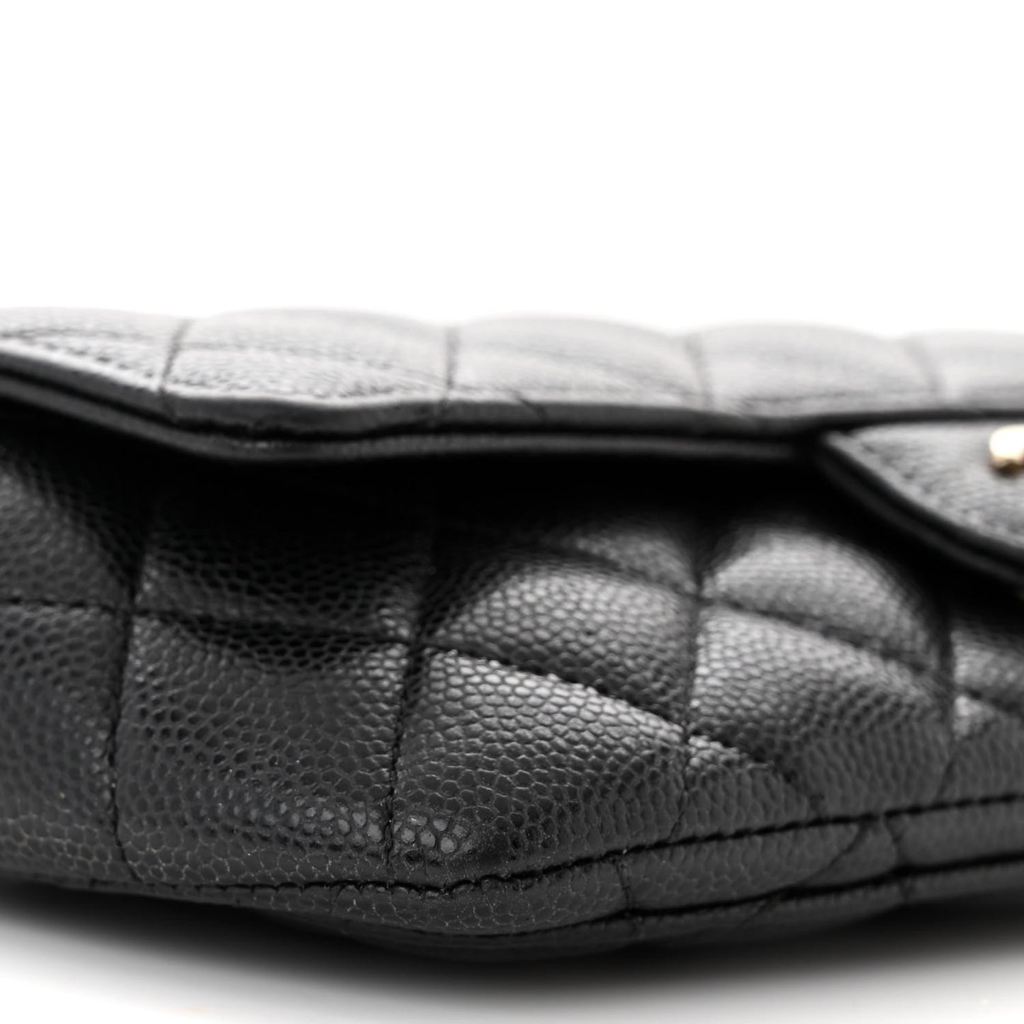 Caviar Quilted Glasses Case With Chain Black