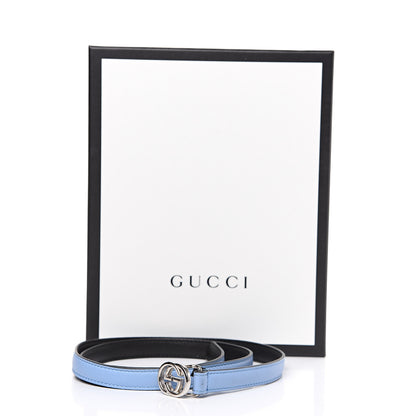 Gucci Moon Calfskin Nickel Interlocking G 20mm Belt 85 34 Porcelain Light Blue 5 of 5