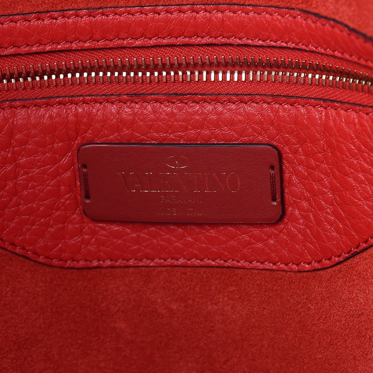Grained Calfskin Rockstud Shoulder Tote Rouge Pur