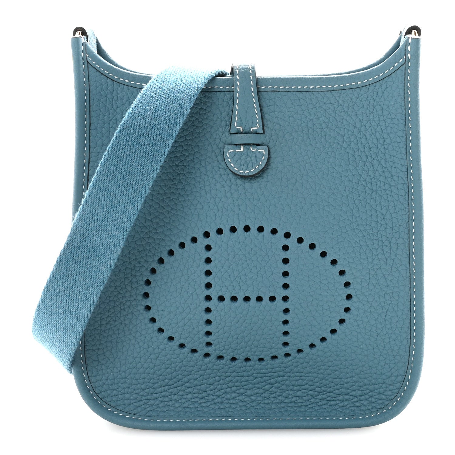 Hermes Taurillon Clemence Evelyne TPM New Blue Jean 1 of 11