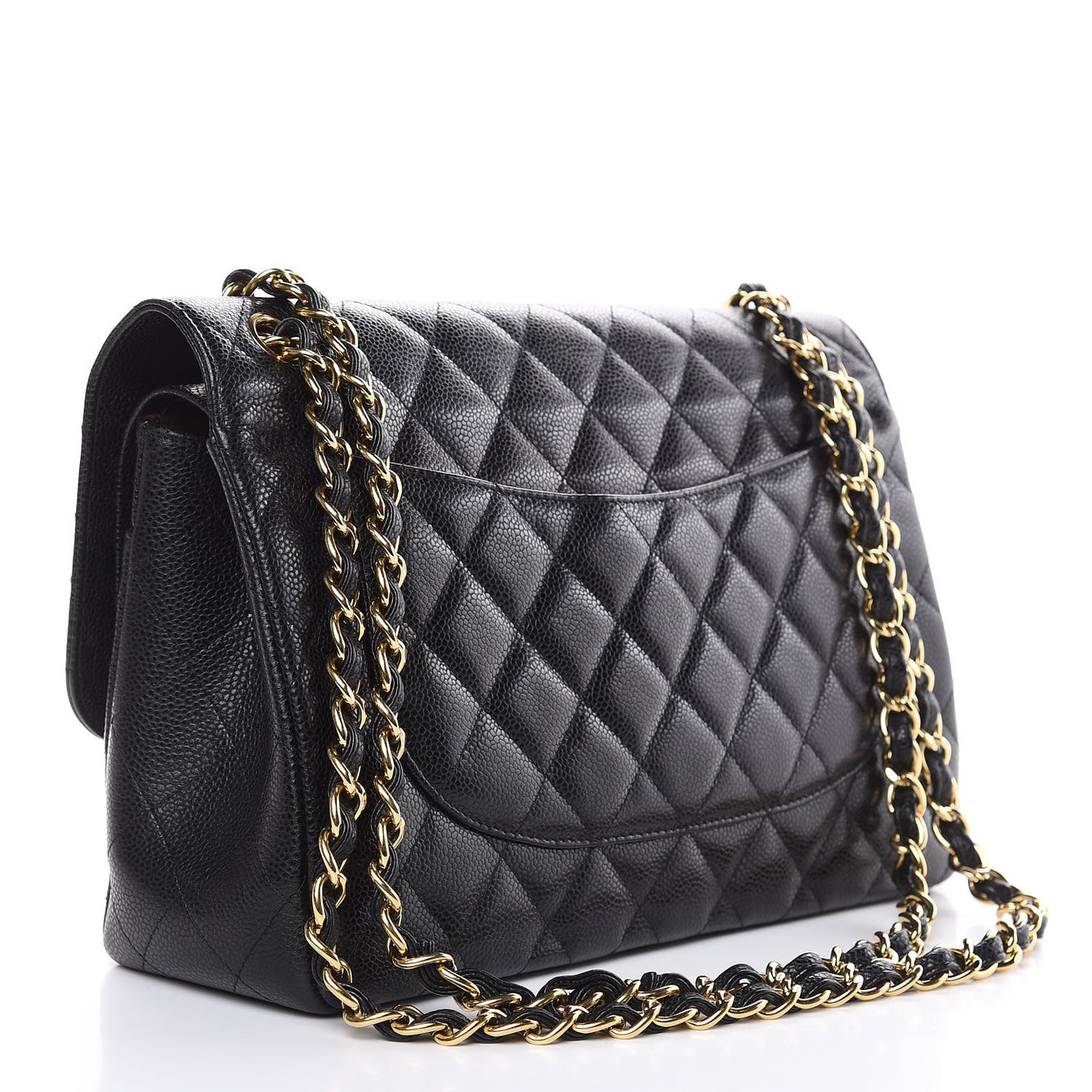 Caviar Quilted Jumbo Double Flap Black