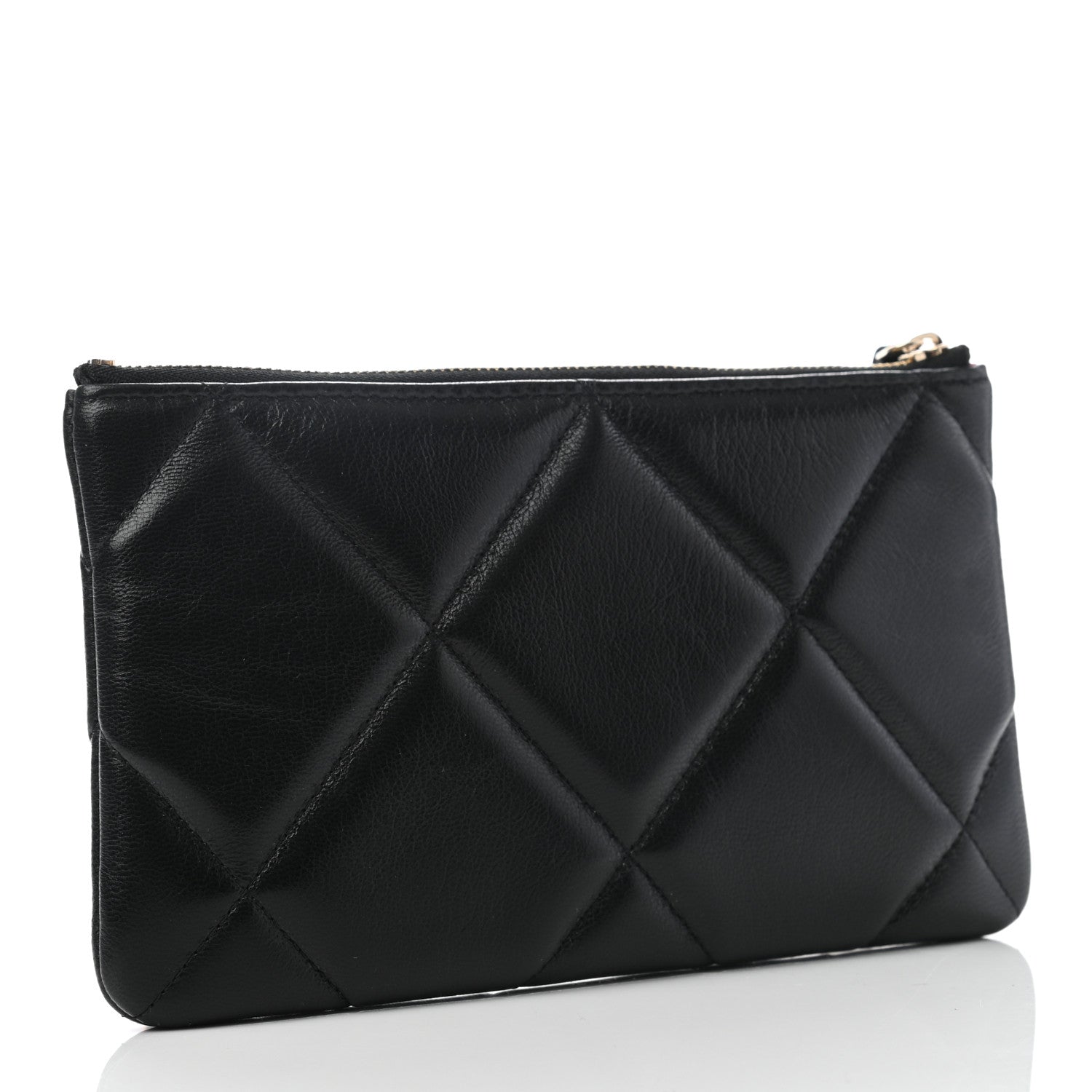 Chanel Shiny Goatskin Quilted Small Chanel 19 Pouch Black 3 of 7