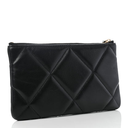 Chanel Shiny Goatskin Quilted Small Chanel 19 Pouch Black 3 of 7