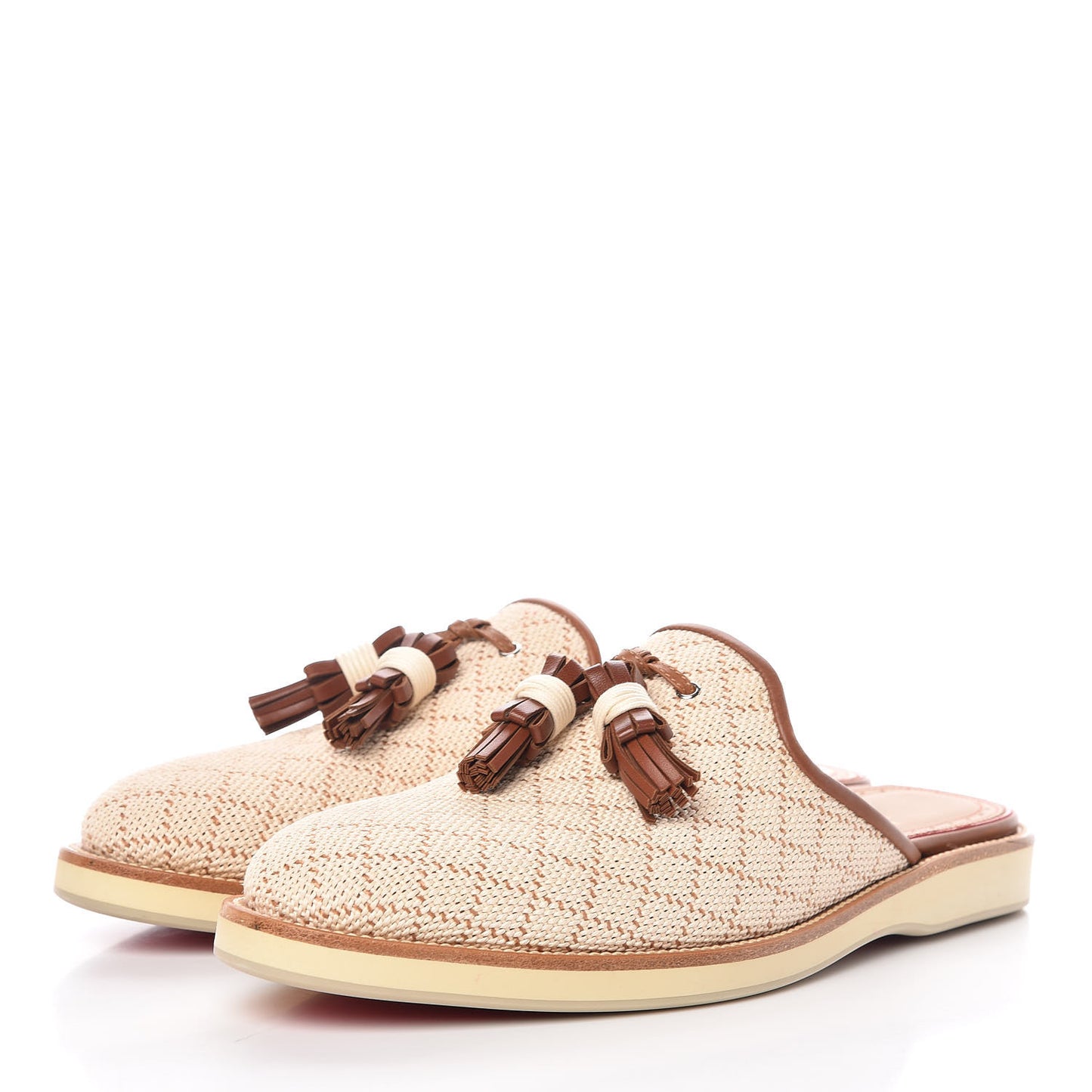 Calfskin Nappa Paille Matelasse Mens Youseffo Flat 41 Beige Cuoio