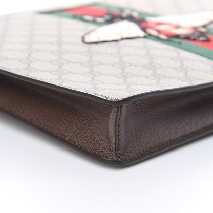 Gucci GG Supreme Monogram Web Animalier Bee Embroidered Medium Documents Holder Beige New Acero 6 of 8