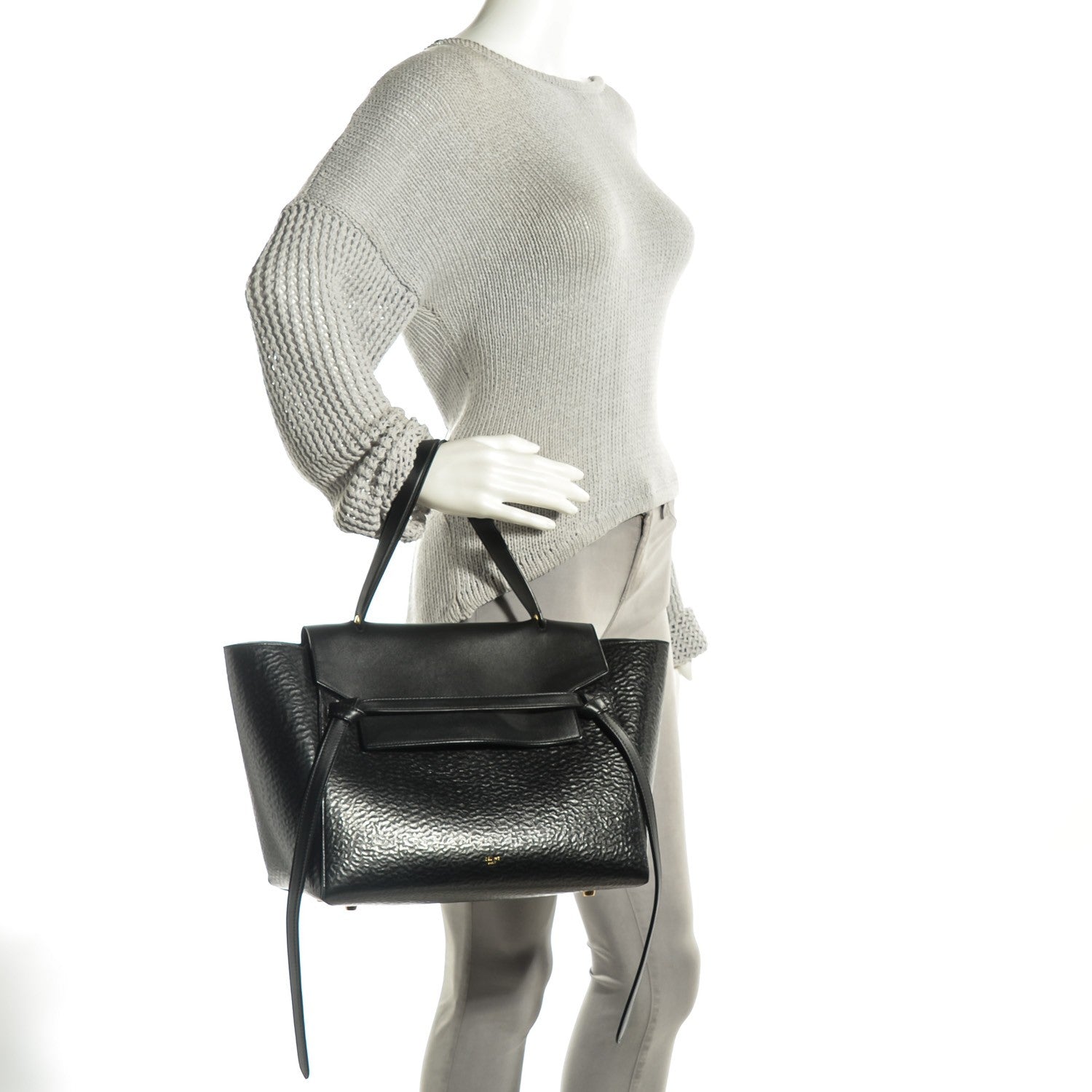 Celine Calfskin Astrakhan Embossed Small Belt Bag Black 2 of 9