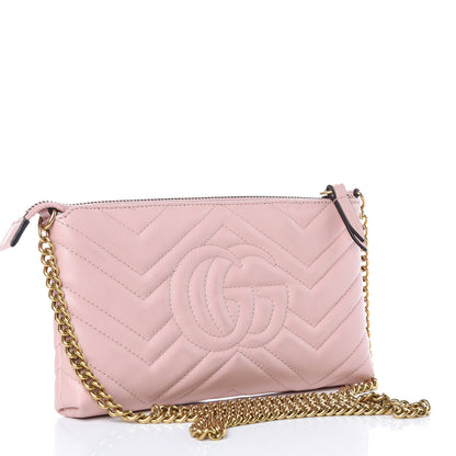 Gucci Calfskin Matelasse Mini GG Marmont Chain Bag Perfect Pink 3 of 10