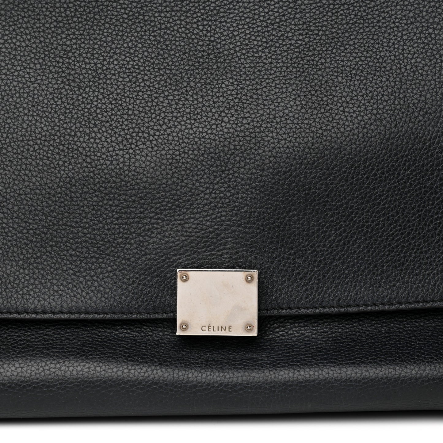 Drummed Calfskin Suede Medium Trapeze Black
