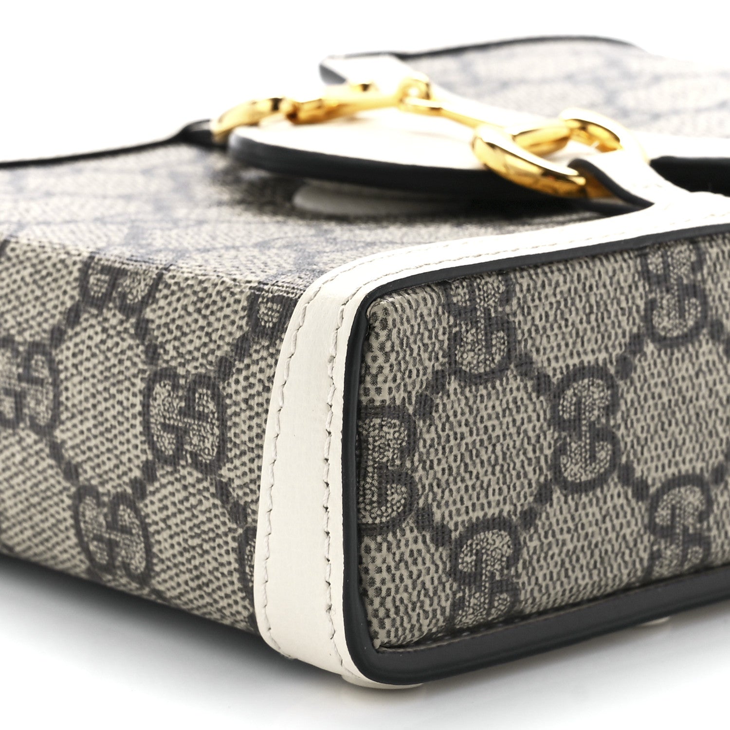 Gucci GG Supreme Monogram Azalea Calfskin Mini Horsebit 1955 Crossbody Bag Beige Ebony Mystic White 11 of 11