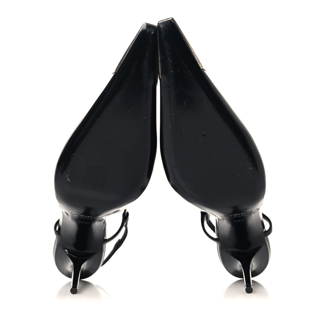 Saint Laurent Smooth Calfskin Jeanne 90 Slingback Pumps 38.5 Black 6 of 10