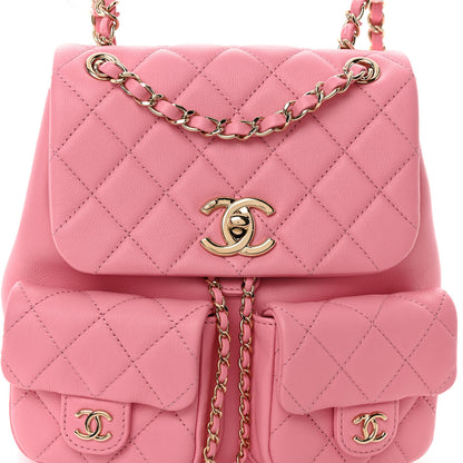 Chanel Calfskin Quilted Medium Duma Pockets Drawstring Backpack Pink 8 of 10