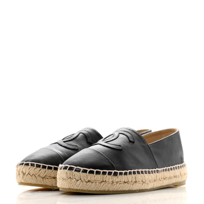 Chanel Lambskin CC Espadrilles 37 Black 4 of 10