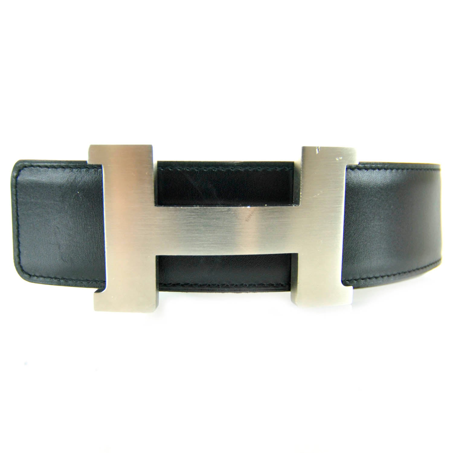 Hermes Mens Leather Reversible H Belt 105 Noir Chocolate 2 of 5