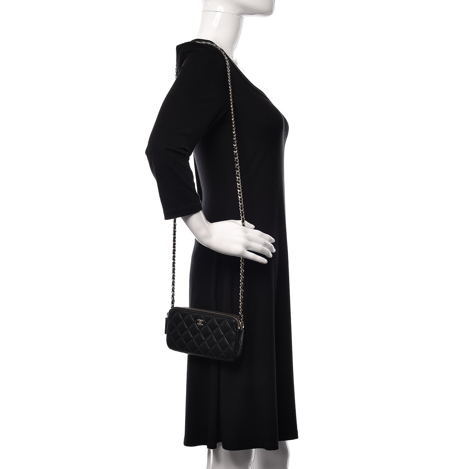 Chanel Lambskin Quilted Small Clutch With Chain Black 2 of 14