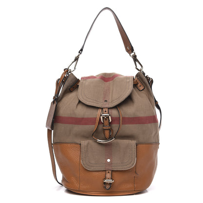 Burberry Canvas Mega Check Medium Kelshall Traveller Hobo Saddle Brown 1 of 12