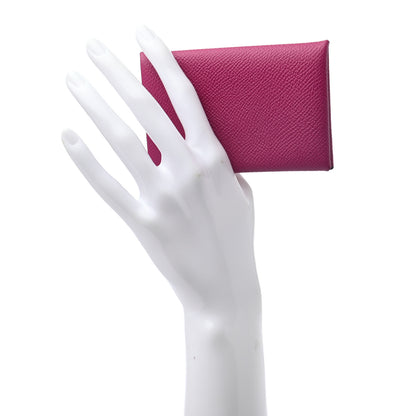 Hermes Epsom Calvi Card Case Rose Pourpre 2 of 6