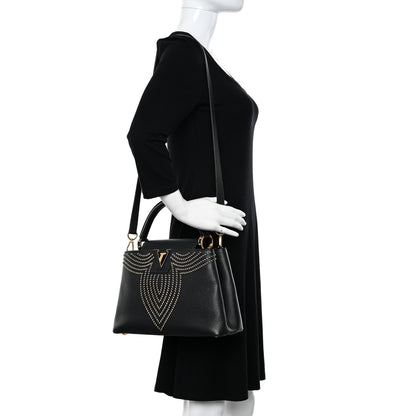 Louis Vuitton Taurillon Fleur De Lys Capucines PM Black 2 of 9