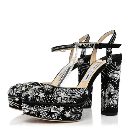 Jimmy Choo Suede Crystal Maple 125 Supernova Platforms 38.5 Black 3 of 10