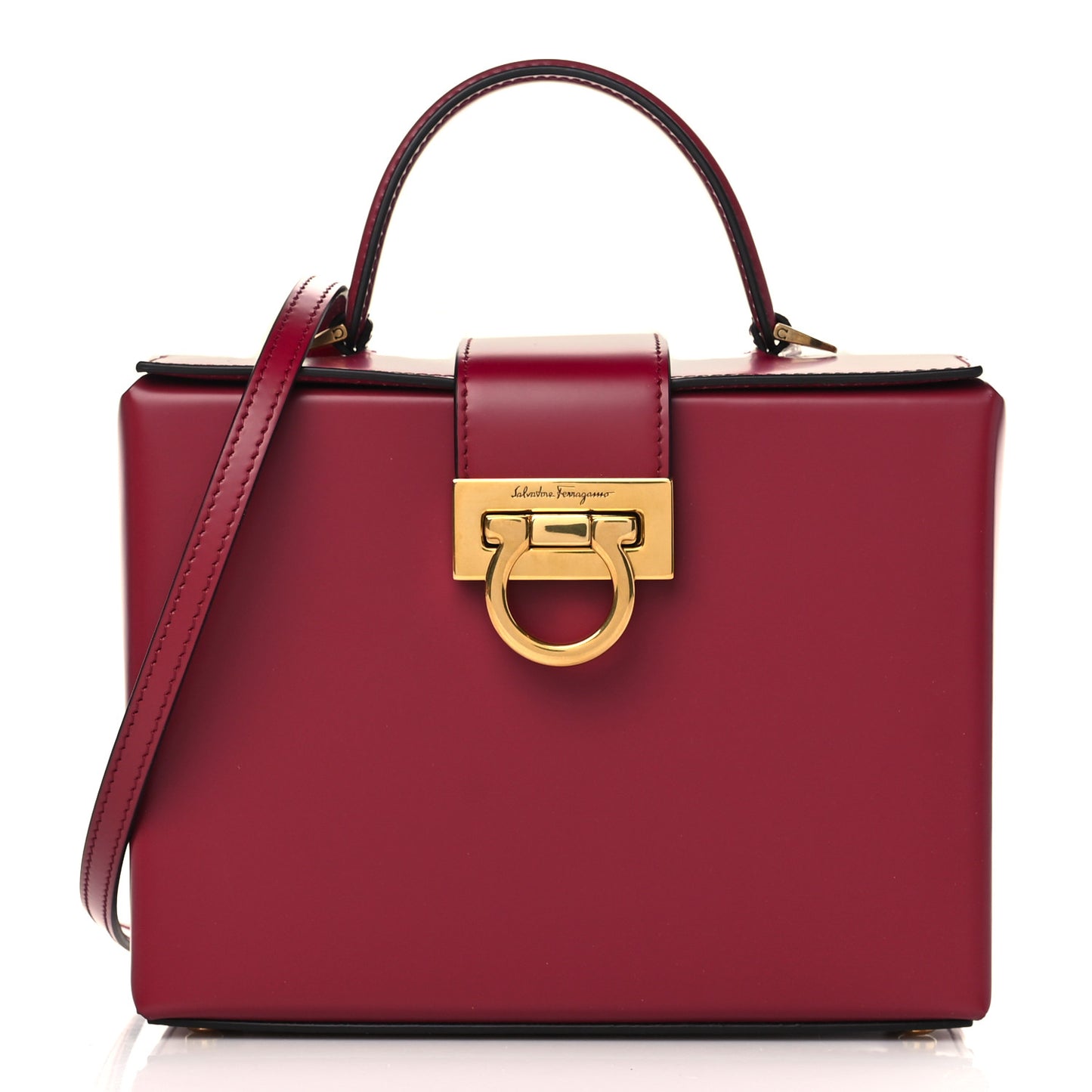 Calfskin Trifolio Box Bag Melagrana