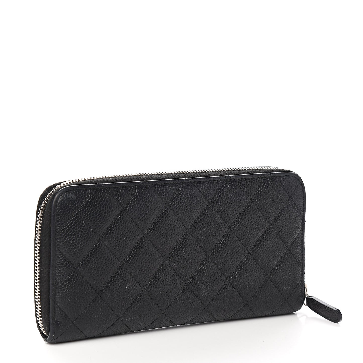 Caviar Quilted Large Gusset Zip Around Wallet Black