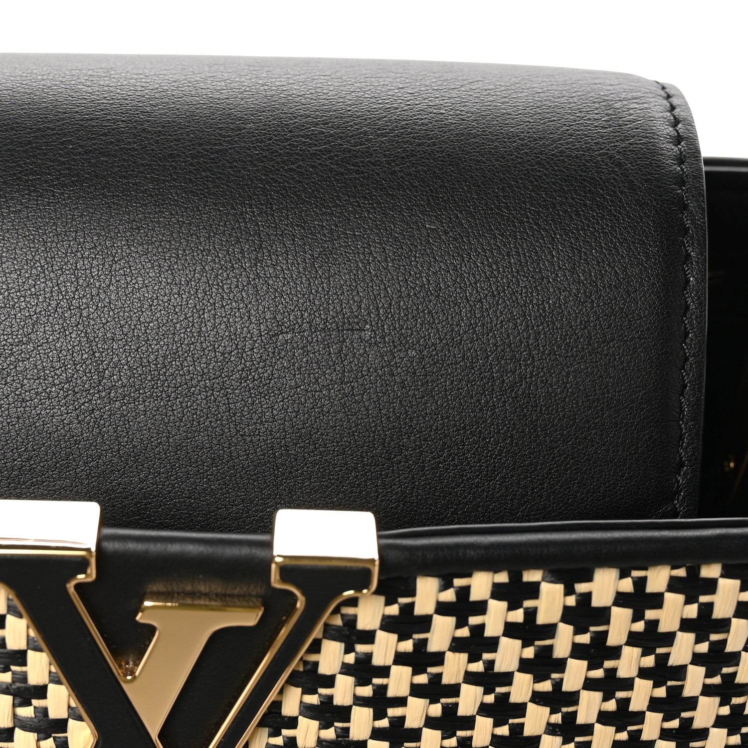 Louis Vuitton Raffia Calfskin Capucines MM Black Ecru 11 of 11